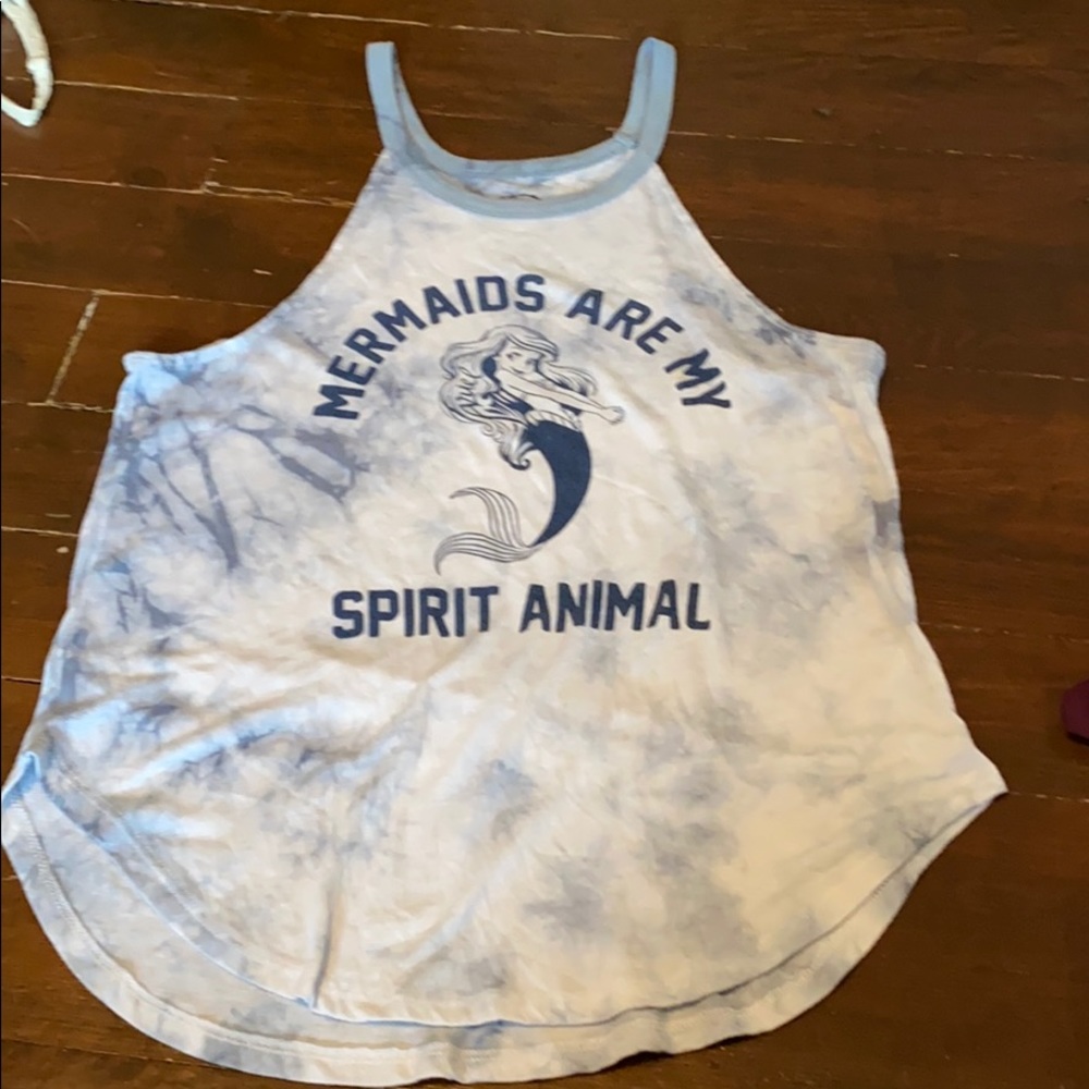 Gray/ Blue Tie Dye Little Mermaid Tank Top